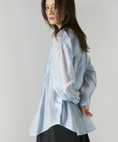 ブラウス シャツ ミニフリルシアーシャツ レディース