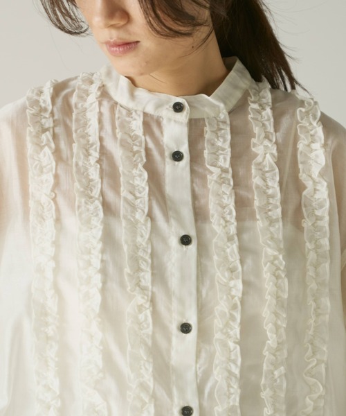 ブラウス シャツ ミニフリルシアーシャツ レディース