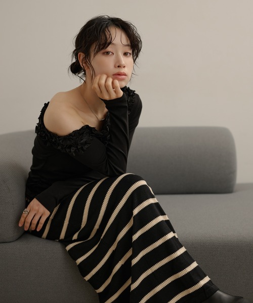 tシャツ frill neck one shoulder tops /フリルネックワンショルダー
