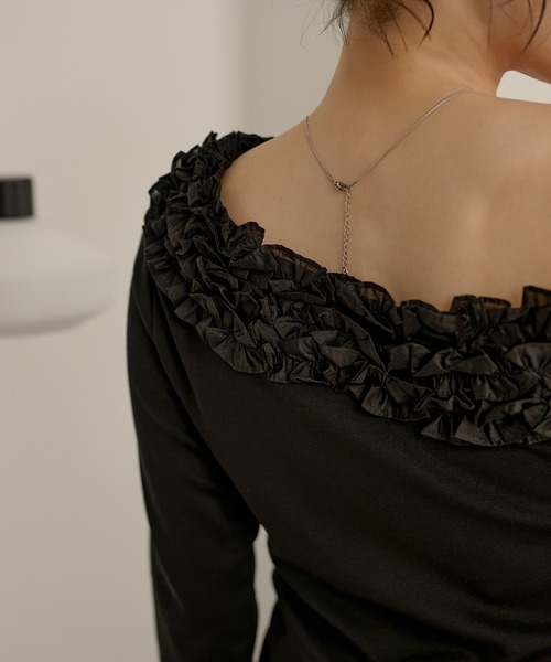 tシャツ frill neck one shoulder tops /フリルネックワンショルダー