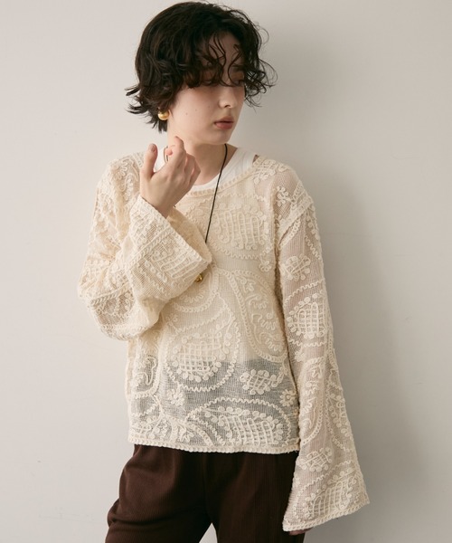 BURBERRYS(バーバリーズ) 襟レース ペイズリーシャツ レディース BURBERRY - 〈90s〉Burberrys ペイズリー 鳥柄 オープンカラーシャツ