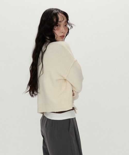 NUJOH パーカー Zip Mock Neck Knit Pullover /ジップモックネック