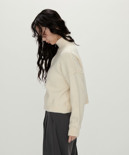 NUJOH パーカー Zip Mock Neck Knit Pullover /ジップモックネック