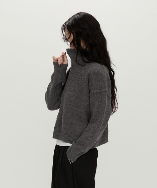 bukht ブフト 日本製 MOHAIR ZIP MOC NECK KNIT モヘヤジップモックネックニット BW-162308 2(M) ピンク セーター ハーフジップ プルオーバー トップス【新古品】【中古】【bukht】 BUKHT - bukht ブフト 日本製 MOHAIR ZIP MOC NECK KNIT モヘヤジップ
