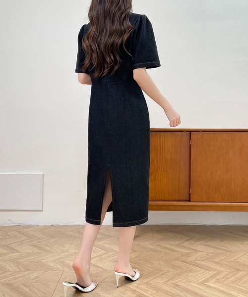 「ABITOKYO」 半袖ワンピース S ネイビー レディース_画像7