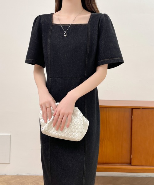 「ABITOKYO」 半袖ワンピース S ネイビー レディース_画像8