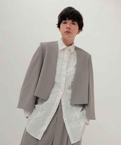 ジャケット ノーカラージャケット slit sleeve cape jacket(スリットスリーブケープジャケット) レディースの画像