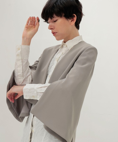 ジャケット ノーカラージャケット slit sleeve cape jacket(スリットスリーブケープジャケット) レディースの画像