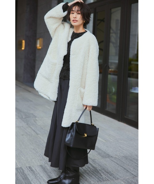 Mila Owen（ミラオーウェン） ノーカラーコート 1 ホワイト レディース