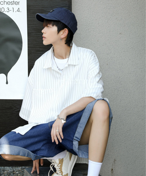 「neos」 7分袖シャツ X-LARGE チャコールグレー メンズ_画像5