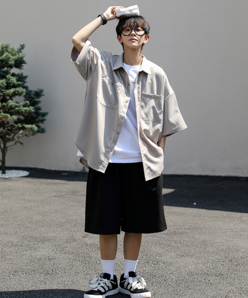 「neos」 7分袖シャツ X-LARGE チャコールグレー メンズ_画像8