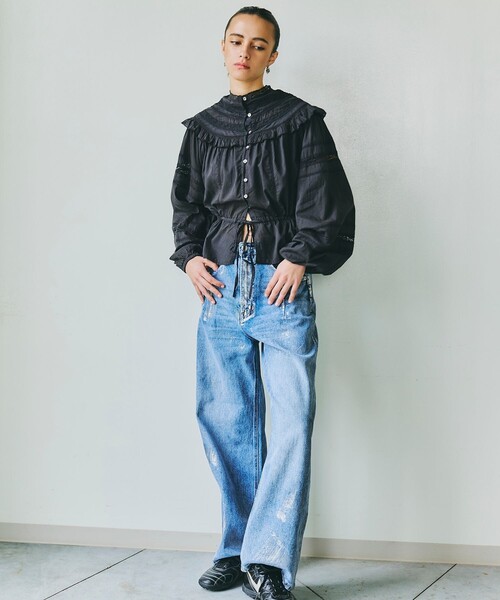 「FREAK'S STORE」 デニムパンツ MEDIUM ライトブルー レディース_画像2