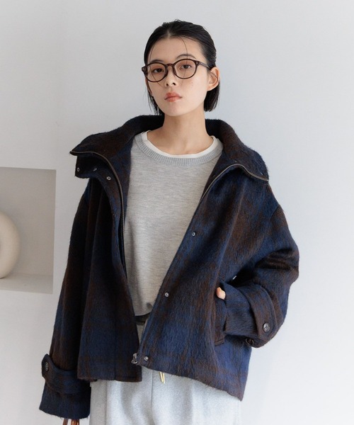 IENA 24AW チェックシャギーショートジャコット チェックシャギーショートジャコット（その他ブルゾン／アウター