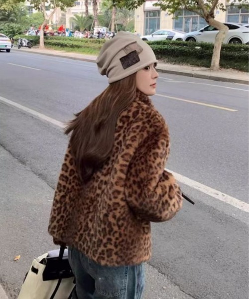 【y2k♡】バーバリーブルーレーベル　レオパード　ファー　ジャケット　コート　M y2k♡】バーバリーブルーレーベル レオパード ファー ジャケット