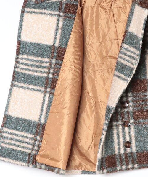 美品　イリゼ　irise ピーコート　大柄チェック　ウールコート　ダブルブレスト Ritomo De Ricco ピーコート pコート チェックぬくぬくダブルブレスト