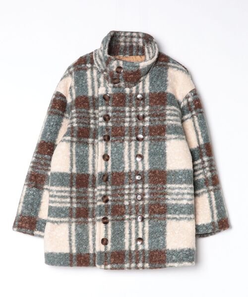 Ritomo De Ricco ピーコート pコート チェックぬくぬくダブルブレスト