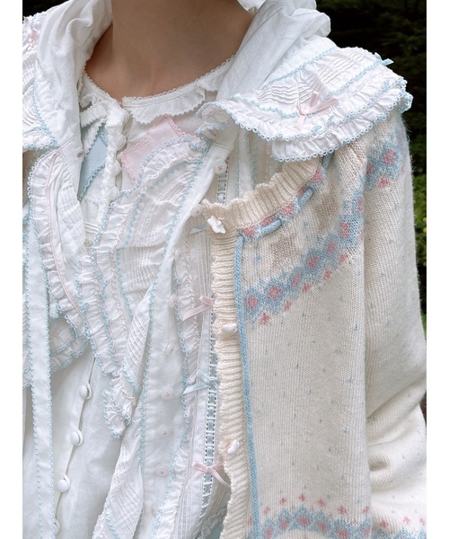 PINK HOUSE（ピンクハウス） カーディガン 星柄編み込みニット