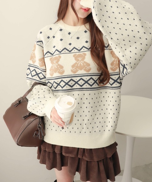 ノルディックベアニットプルオーバー ダーリッチ Darich ノルディックベアニットプルオーバー （ネイビー