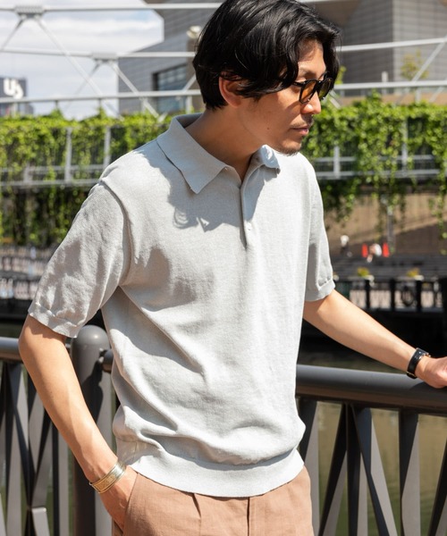 「URBAN RESEARCH ROSSO MEN」 半袖ニット LARGE ライトグレー メンズ_画像3