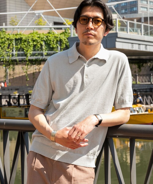 「URBAN RESEARCH ROSSO MEN」 半袖ニット LARGE ライトグレー メンズ_画像4