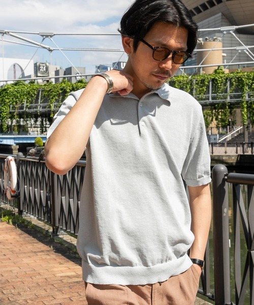 「URBAN RESEARCH ROSSO MEN」 半袖ニット LARGE ライトグレー メンズ_画像5
