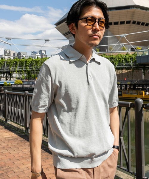 「URBAN RESEARCH ROSSO MEN」 半袖ニット LARGE ライトグレー メンズ_画像6