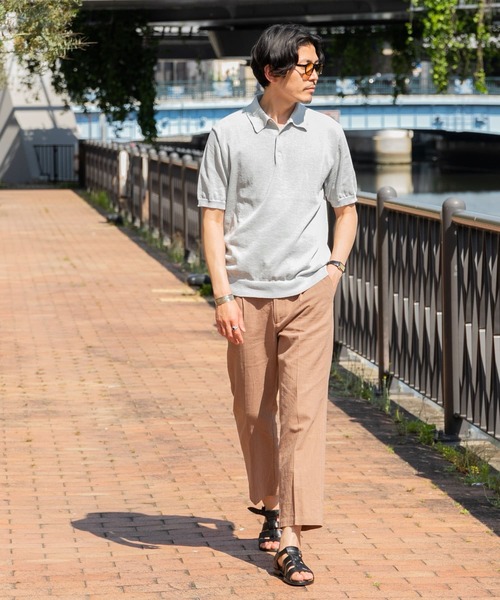 「URBAN RESEARCH ROSSO MEN」 半袖ニット LARGE ライトグレー メンズ_画像7