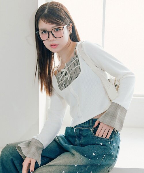 OLIVE des OLIVE（オリーブデオリーブ） tシャツ レイヤードトップス