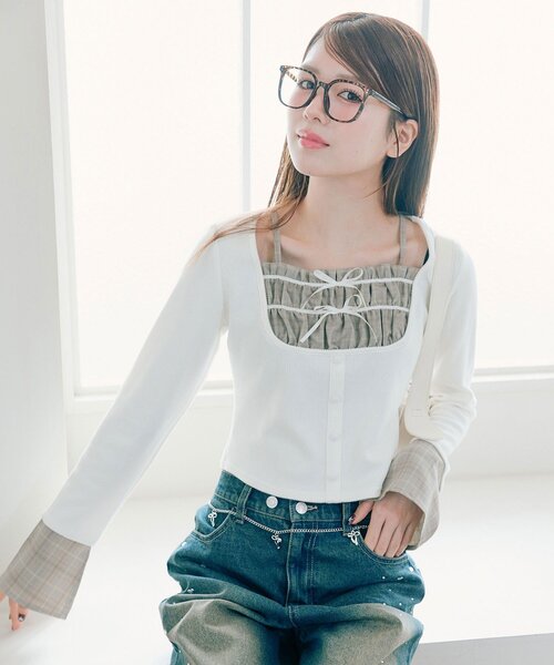OLIVE des OLIVE（オリーブデオリーブ） tシャツ レイヤードトップス