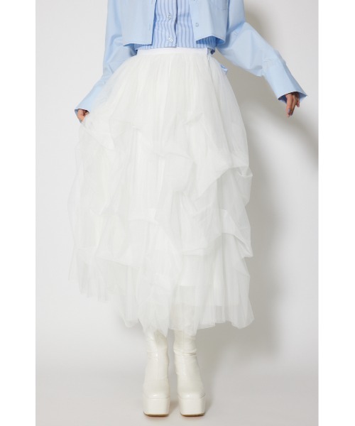 rienda（リエンダ） スカート ランダムタックチュールスカート(1) 春服