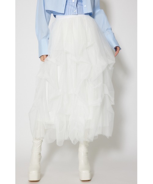 rienda（リエンダ） スカート ランダムタックチュールスカート(1) 春服