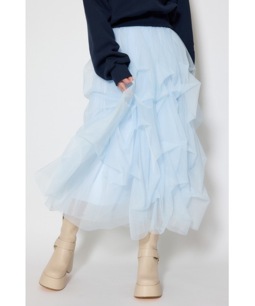 rienda（リエンダ） スカート ランダムタックチュールスカート(1) 春服