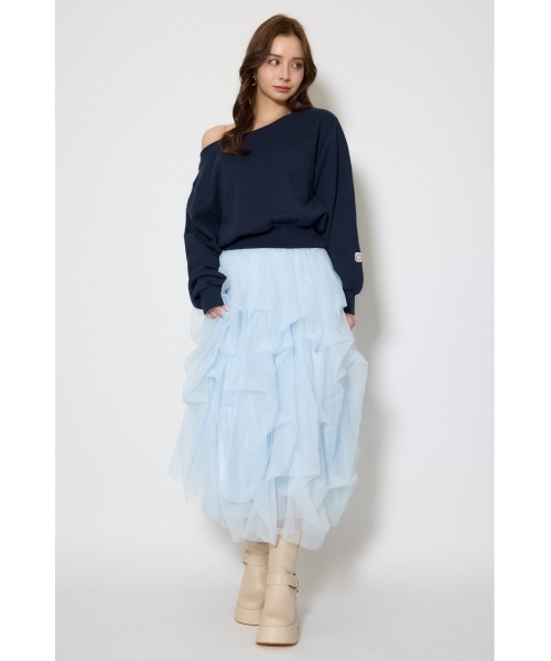rienda（リエンダ） スカート ランダムタックチュールスカート(1) 春服