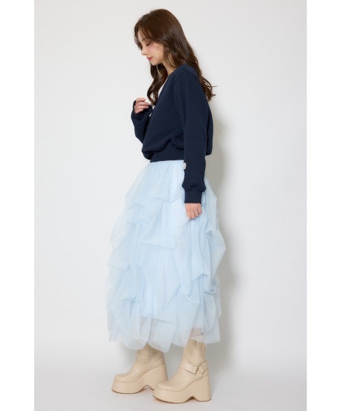 rienda（リエンダ） スカート ランダムタックチュールスカート(1) 春服