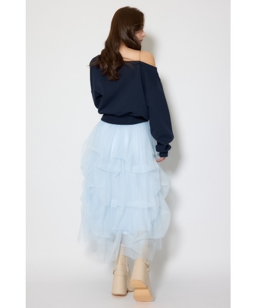 rienda（リエンダ） スカート ランダムタックチュールスカート(1) 春服