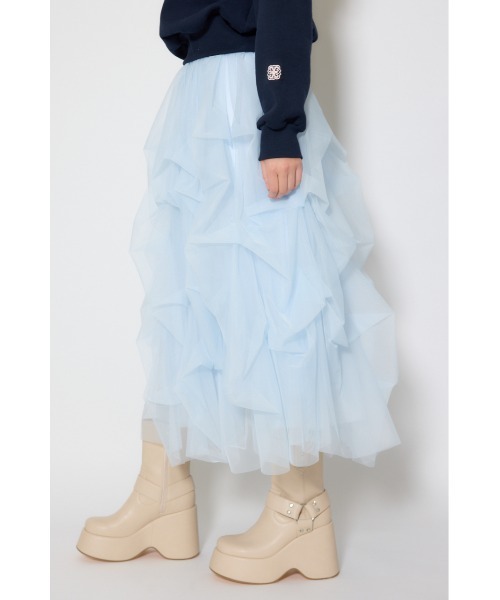 rienda（リエンダ） スカート ランダムタックチュールスカート(1) 春服