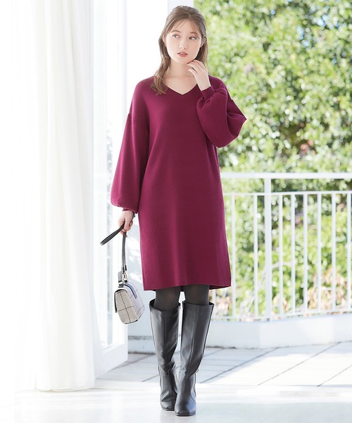 「alotta」 ニットワンピース LL ブラック レディース_画像3