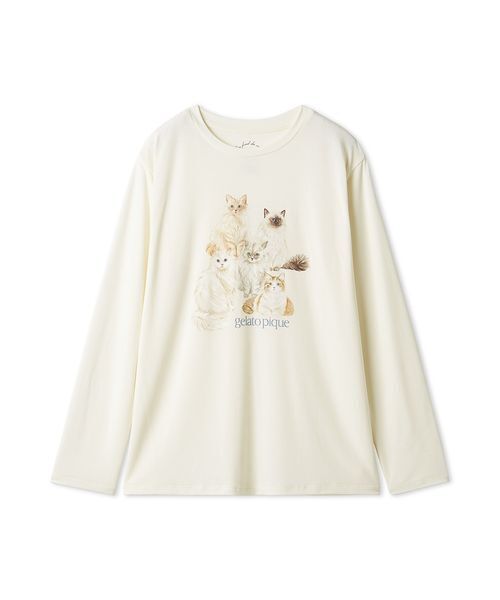 gelato pique 猫プリントルームウェア ワンサイズ gelato pique（ジェラートピケ） パジャマ ルームウェア キャットワン
