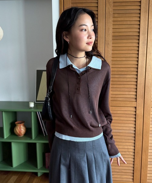MUHET（ミュエータ） ポロシャツ ポロ 「set item」sheer layered knit
