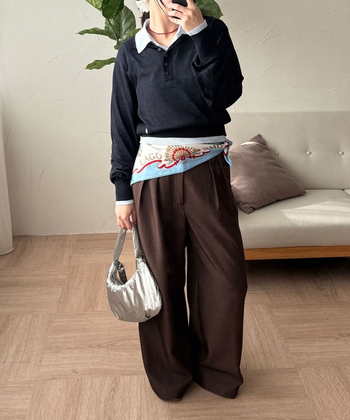MUHET（ミュエータ） ポロシャツ ポロ 「set item」sheer layered knit