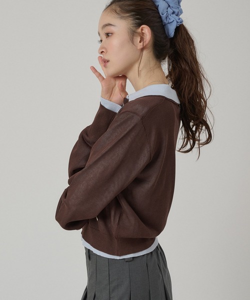 新品未使用★Layered Polo knit レイヤードポロニット チョコ MUHET（ミュエータ） ポロシャツ ポロ 「set item」sheer layered knit