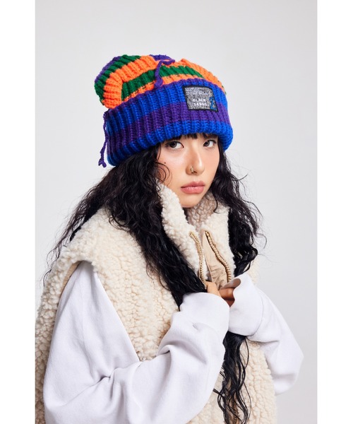 WHITE SANDS ニット帽 ニットキャップ レディース ストライプ ユニーク