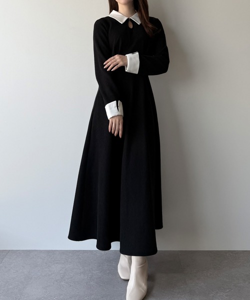「mipiarl」 長袖ワンピース MEDIUM チャコール レディース_画像3