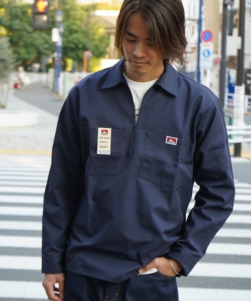 BEN DAVIS（ベンデイビス） シャツ HALF ZIP LONG SLEEVE NAVY メンズ