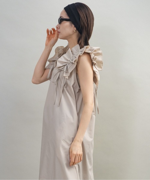 t.sさん専用BEARDSLEY ノースリーブ フリル ワンピース ワンピース フリルショルダー ノースリワンピース : ZOZOTOWN Yahoo!店