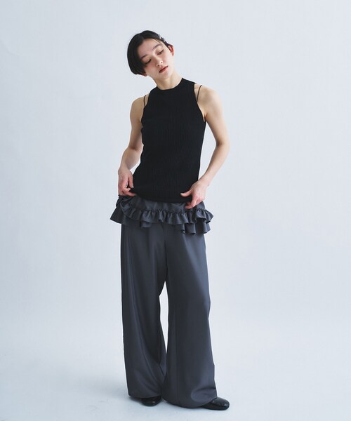パンツ frill wide pants レディースの画像