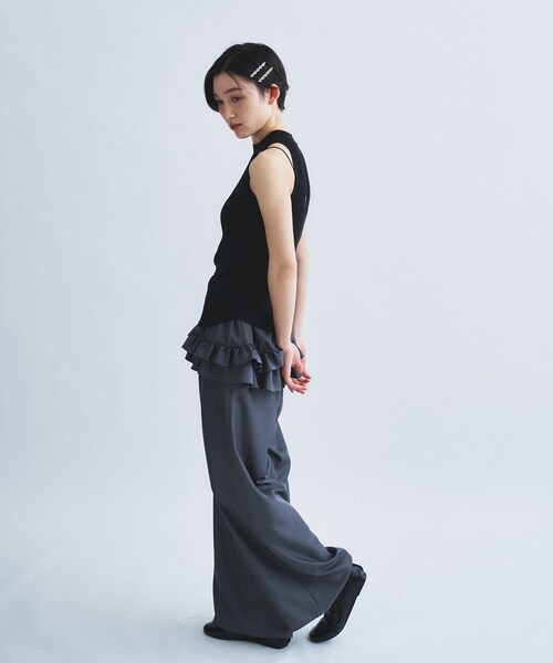 パンツ frill wide pants レディースの画像