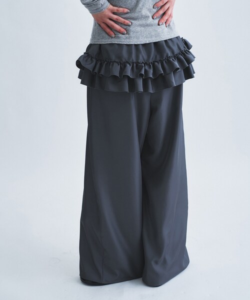 パンツ frill wide pants レディースの画像