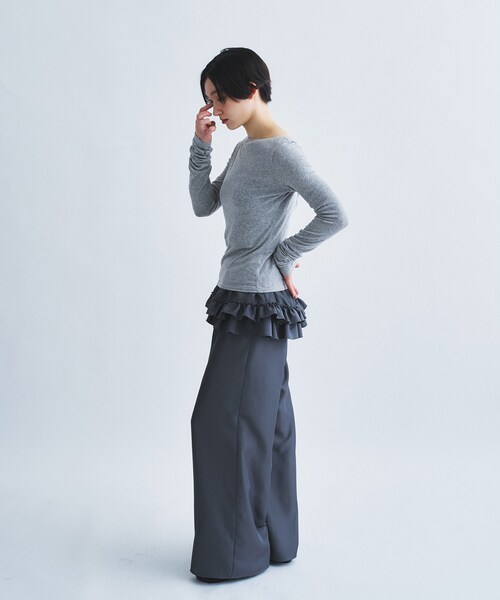 パンツ frill wide pants レディースの画像