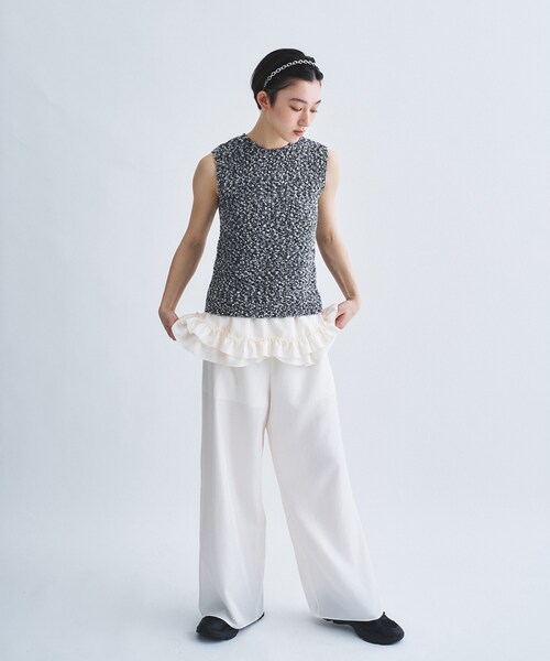 パンツ frill wide pants レディースの画像
